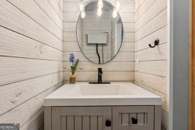 11637 Brown Bridge Rd, Covington, GA 30016 - bathroom with wooden walls and vanity