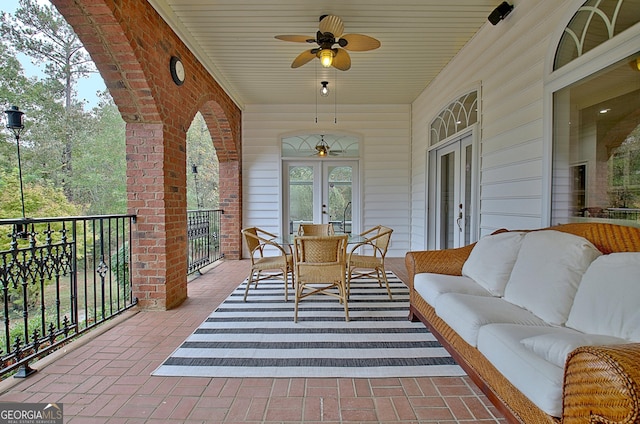 1575 Oak Mountain Rd, Shiloh, GA 31826 - view of patio / terrace with french doors, ceiling fan, and outdoor lounge area