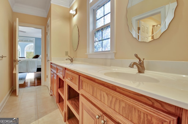 1575 Oak Mountain Rd, Shiloh, GA 31826 - full bathroom featuring crown molding, a sink, and a wealth of natural light