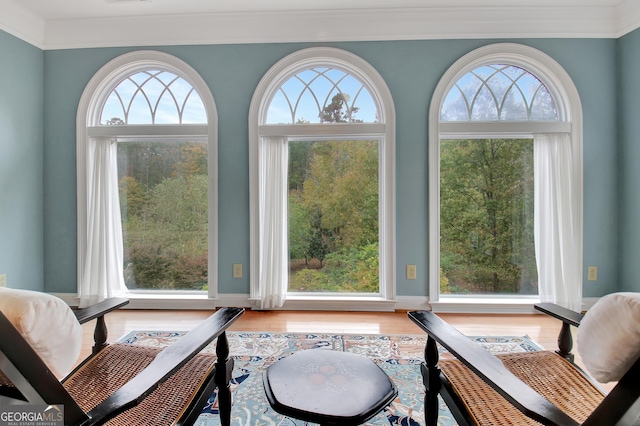 1575 Oak Mountain Rd, Shiloh, GA 31826 - sitting room featuring plenty of natural light, wood finished floors, and ornamental molding