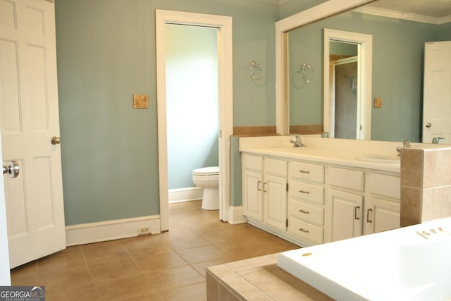 3348 Summit Turf Ln, Snellville, GA 30078 - bathroom with toilet, a sink, a stall shower, baseboards, and tile patterned flooring