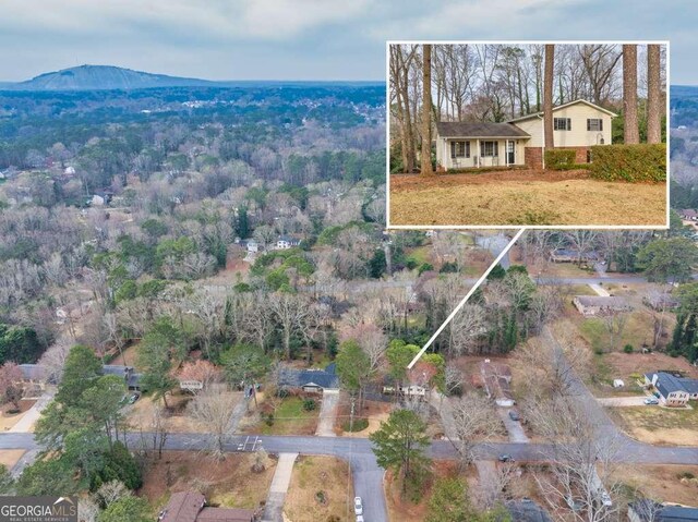1417 Hickory Dr SW, Lilburn, GA 30047 - view from above of property featuring a mountain backdrop