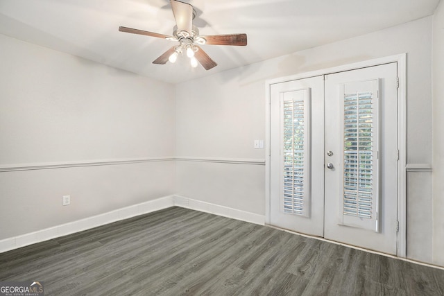 385 Ralph Mcgill Blvd NE Unit D, Atlanta, GA 30312 - empty room featuring french doors, wood finished floors, baseboards, and ceiling fan