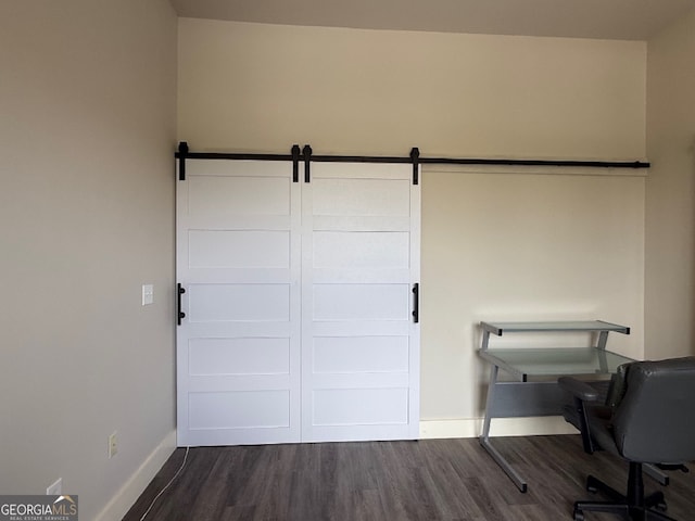 502 Pryor St SW Unit 301, Atlanta, GA 30312 - home office featuring dark wood-style flooring and a barn door