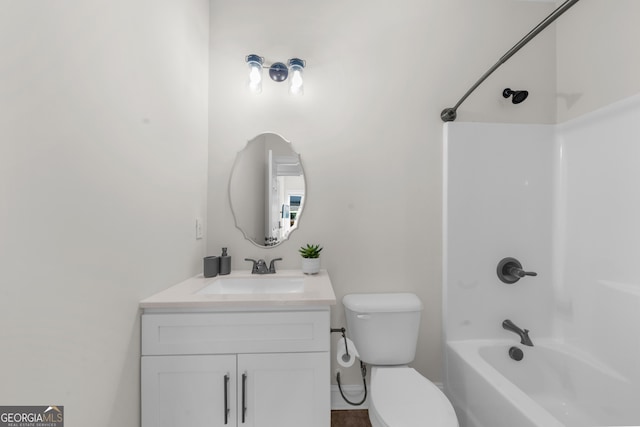 236 Village Park Dr, Newnan, GA 30265 - bathroom featuring vanity, toilet, shower / washtub combination, and baseboards
