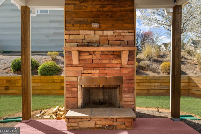 236 Village Park Dr, Newnan, GA 30265 - view of patio / terrace featuring an outdoor stone fireplace