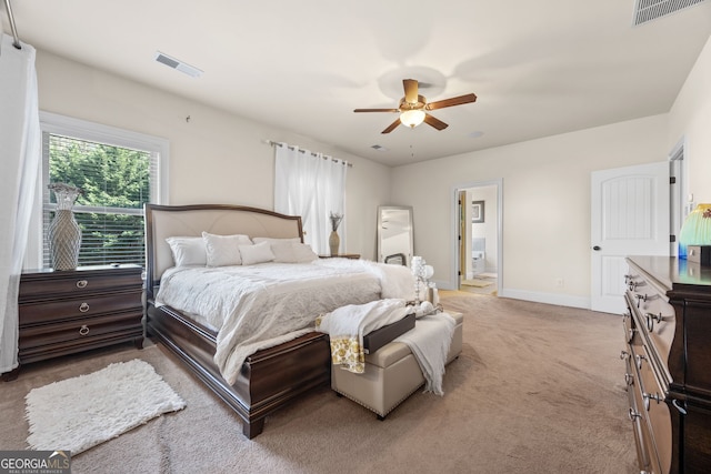 2441 Noelle Ln, Powder Springs, GA 30127 - bedroom featuring visible vents, carpet floors, baseboards, and ceiling fan
