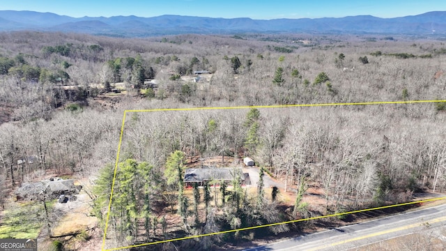 3920 Blue Ridge Dr, Blue Ridge, GA 30513 - birds eye view of property with a mountain view and a wooded view