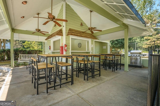 909 Glenleaf Dr, Peachtree Corners, GA 30092 - view of patio / terrace with fence, a ceiling fan, and area for grilling