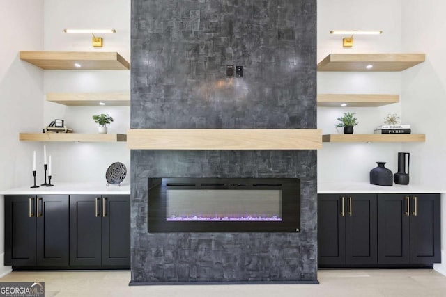 3057 Bold Springs Rd, Dacula, GA 30019 - bar with a glass covered fireplace