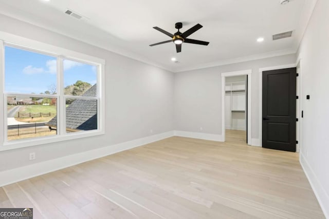 3057 Bold Springs Rd, Dacula, GA 30019 - unfurnished room with light wood-style floors, baseboards, visible vents, and ceiling fan