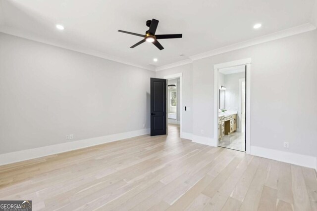 3057 Bold Springs Rd, Dacula, GA 30019 - unfurnished bedroom featuring recessed lighting, baseboards, ornamental molding, and light wood finished floors