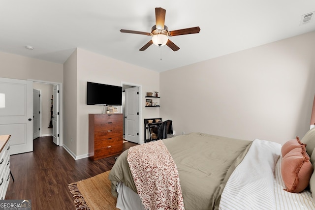 149 Pleasantdale Dr, Demorest, GA 30535 - bedroom with dark wood finished floors, ceiling fan, and baseboards