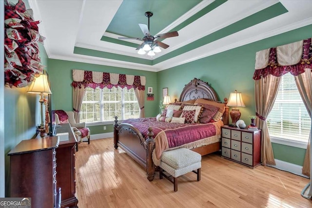 16 Quarter Horse Dr NW, Rome, GA 30165 - bedroom with a tray ceiling, light wood-type flooring, baseboards, and ornamental molding
