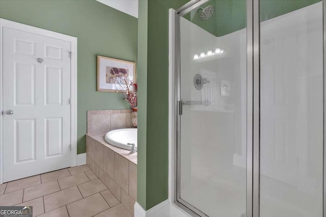 16 Quarter Horse Dr NW, Rome, GA 30165 - full bathroom with a garden tub, tile patterned flooring, and a stall shower