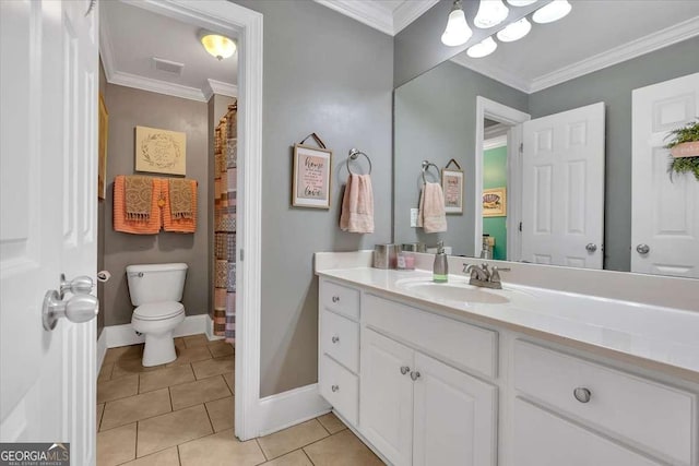 16 Quarter Horse Dr NW, Rome, GA 30165 - full bathroom featuring visible vents, baseboards, toilet, vanity, and tile patterned flooring