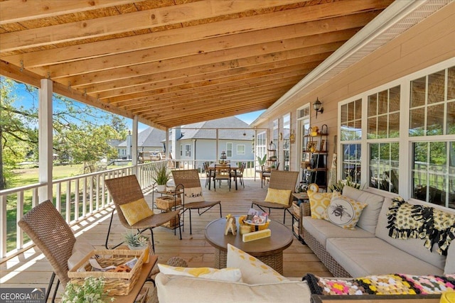 16 Quarter Horse Dr NW, Rome, GA 30165 - view of patio featuring outdoor dining area, a wooden deck, a residential view, and an outdoor hangout area