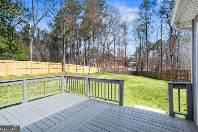 1833 Lost Mountain Rd, Powder Springs, GA 30127 - wooden terrace with a fenced backyard and a yard
