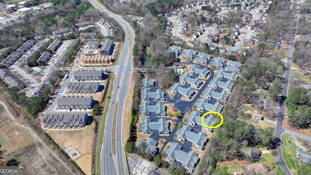 aerial view with a residential view