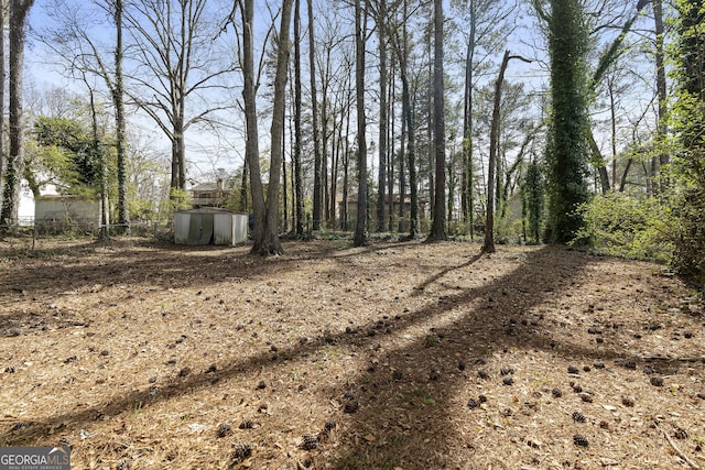 view of yard featuring an outbuilding and a shed
