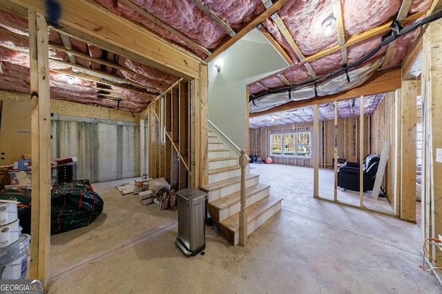 below grade area with stairs
