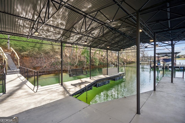7410 Fields Dr, Cumming, GA 30041 - view of dock featuring stairs and a water view