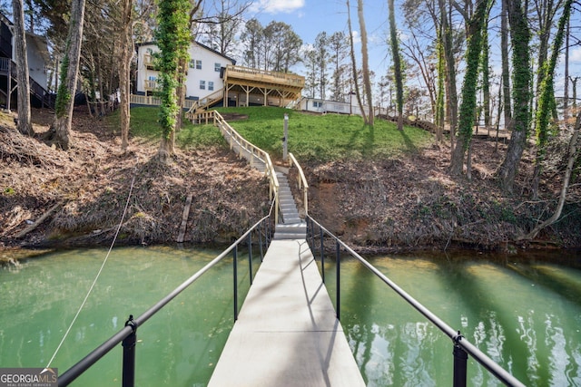 7410 Fields Dr, Cumming, GA 30041 - dock area with stairway and a deck with water view