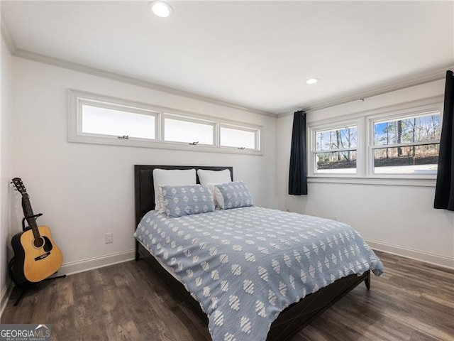 6041 Blackberry Ln, Buford, GA 30518 - bedroom with baseboards, ornamental molding, multiple windows, wood finished floors, and recessed lighting