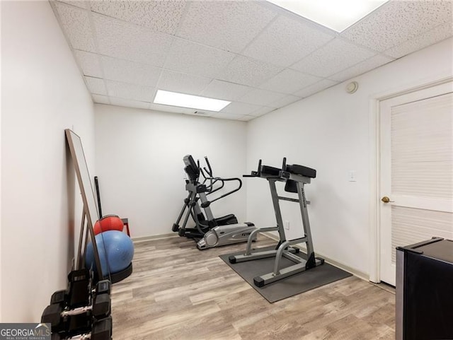 6041 Blackberry Ln, Buford, GA 30518 - exercise room featuring a drop ceiling and wood finished floors
