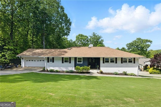 6041 Blackberry Ln, Buford, GA 30518 - single story home featuring a garage, a front yard, driveway, and brick siding