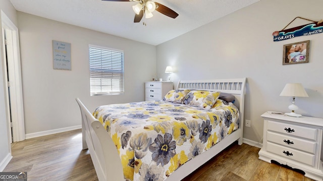 5612 Hickory Dr, Patterson, GA 31557 - bedroom featuring ceiling fan, baseboards, and wood finished floors