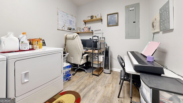 5612 Hickory Dr, Patterson, GA 31557 - office space featuring electric panel, light wood-style floors, independent washer and dryer, and baseboards