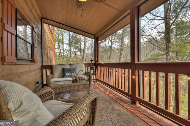 65 Weoka Ct, Ellijay, GA 30540 - sunroom / solarium with a ceiling fan
