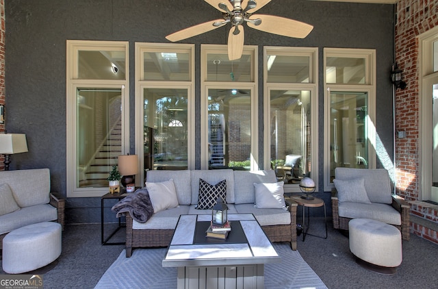 view of patio / terrace with an outdoor hangout area and ceiling fan