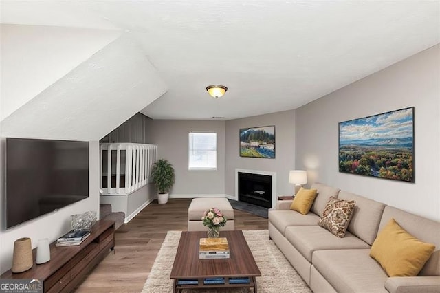 3671 Satellite Blvd, Ellenwood, GA 30294 - living area featuring a fireplace, baseboards, and light wood-style floors