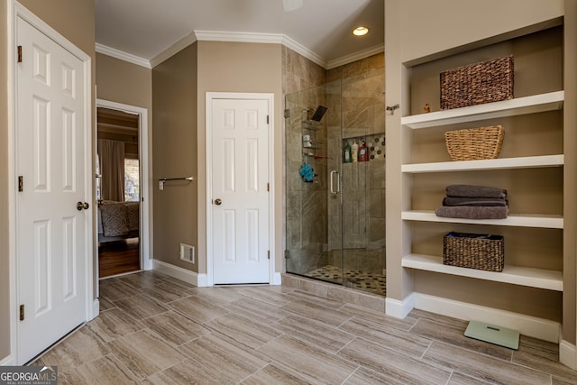 5 Pembroke Ln, Cartersville, GA 30120 - ensuite bathroom with baseboards, a shower stall, ensuite bath, and crown molding