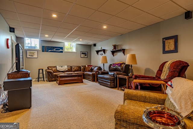 5 Pembroke Ln, Cartersville, GA 30120 - living area with a drop ceiling, recessed lighting, and carpet floors