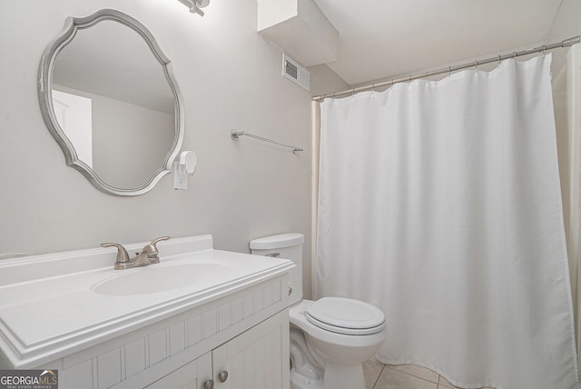1875 Ebenezer Rd SW, Conyers, GA 30094 - full bathroom featuring toilet, vanity, tile patterned flooring, and a shower with shower curtain