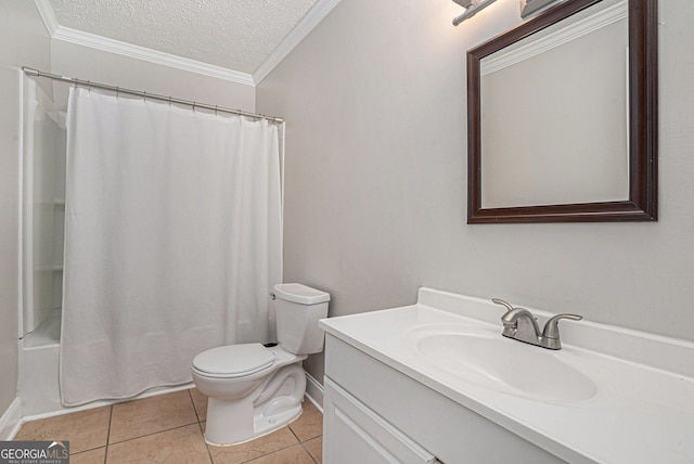 1875 Ebenezer Rd SW, Conyers, GA 30094 - full bath with vanity, toilet, crown molding, a textured ceiling, and shower / tub combo