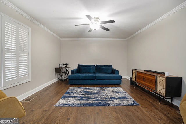 1875 Ebenezer Rd SW, Conyers, GA 30094 - sitting room featuring a ceiling fan, wood finished floors, ornamental molding, and baseboards