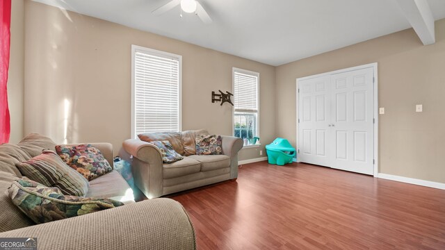 26 The Trl SE, Lindale, GA 30147 - living room with a ceiling fan, wood finished floors, and baseboards