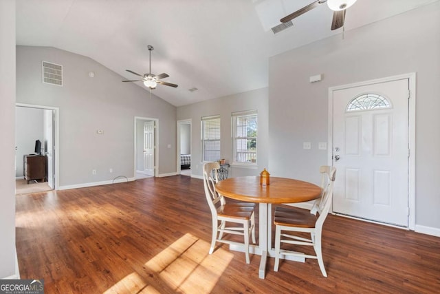 32 Martin Luther King Jr Dr, Commerce, GA 30529 - dining area featuring visible vents, ceiling fan, and wood finished floors