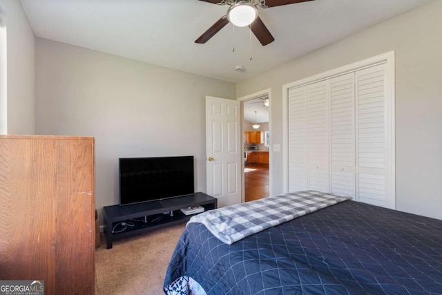 32 Martin Luther King Jr Dr, Commerce, GA 30529 - carpeted bedroom with a closet and a ceiling fan