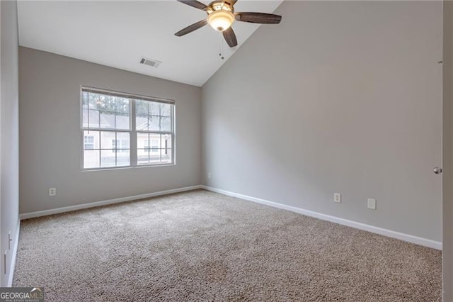 5027 Lower Elm St, Atlanta, GA 30349 - carpeted spare room with a ceiling fan and high vaulted ceiling