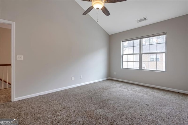 5027 Lower Elm St, Atlanta, GA 30349 - spare room featuring carpet, a ceiling fan, and high vaulted ceiling