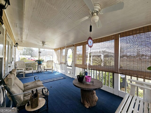 403 Holiday Rd, Franklin, GA 30217 - sunroom / solarium featuring a ceiling fan