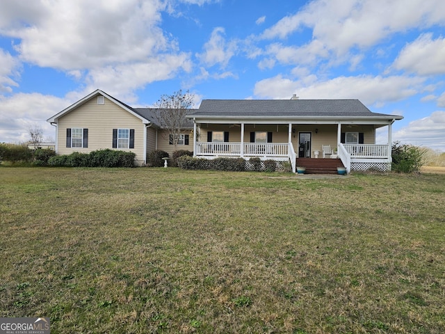 403 Holiday Rd, Franklin, GA 30217 - ranch-style home with covered porch and a front lawn