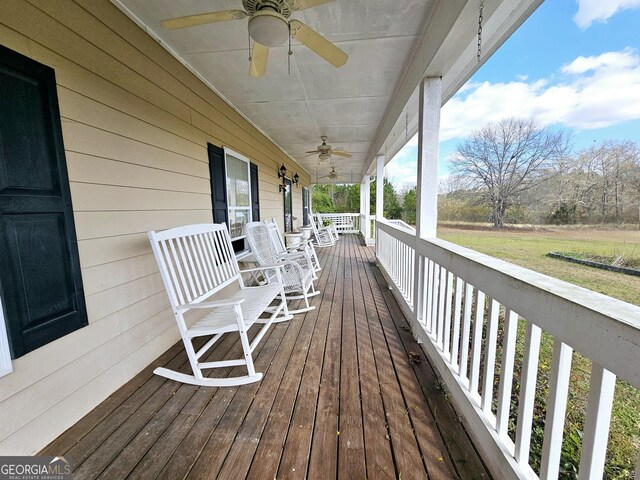 403 Holiday Rd, Franklin, GA 30217 - deck with a porch and ceiling fan