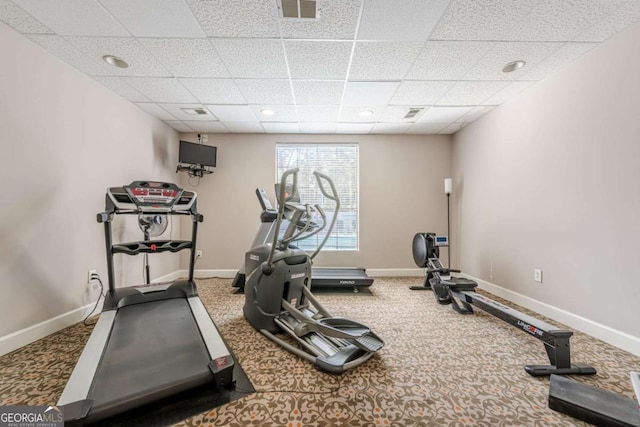 3201 Lenox Rd NE Unit 16, Atlanta, GA 30324 - exercise room featuring carpet and a paneled ceiling