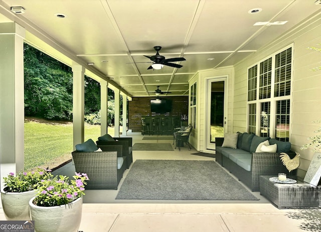 310 Persimmon Dr, Sharpsburg, GA 30277 - view of patio featuring ceiling fan and outdoor lounge area